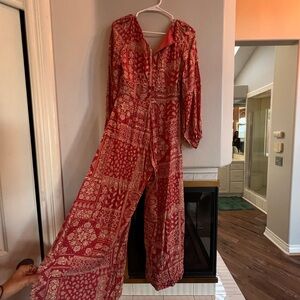 Red Paisley Women's Jumpsuit